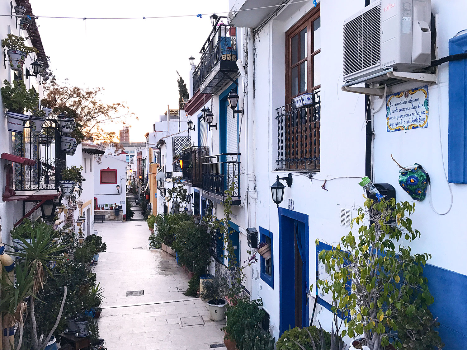 Pretty streets of barrio Santa Cruz in Alicante